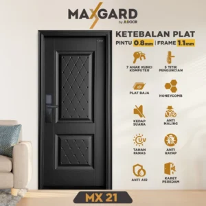 MAXGARD Pintu Baja Utama / Pintu Kamar Tebal LUX Kuat & Koko