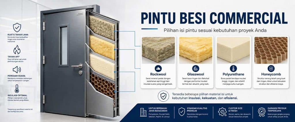 Pintu besi komersial tahan api JL Steel tersertifikasi SNI untuk keselamatan gedung
